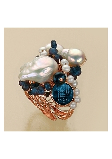 Anello agata blu zaffiro