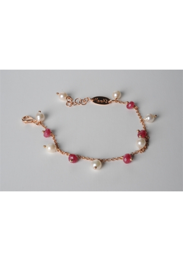 Bracciale charms, giada rosa, perle di fiume – cod:BR0892