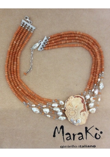Collier multifilo agata arancione