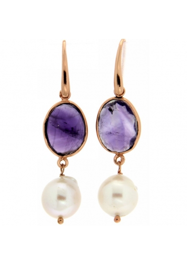 Or castone ametista, perla 11 mm – cod:OR1627