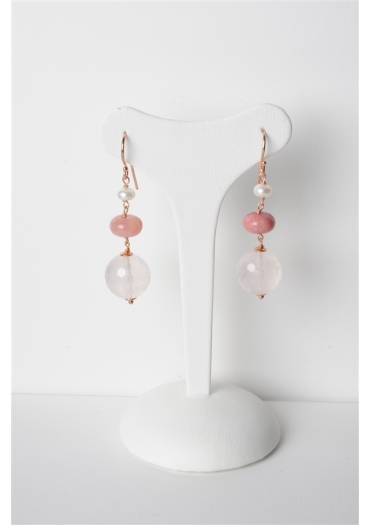 Orecchini, Quarzo rosa, rodonite – cod:OR1348