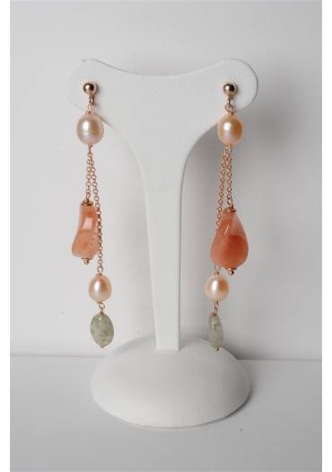 Orecchini, agata multicolor, perle di fiume – cod:OR1259