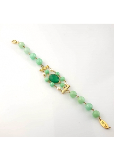 Br Giada Crisopaz, agata smeraldo, perle di fiume – cod:BR1124