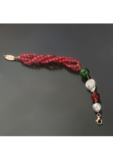 Br giada rosa e verde, perle di fiume