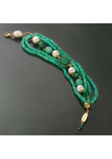 Br multifilo agata verde , giada crisopaz – cod:BR1153