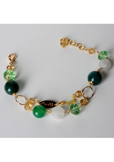 Bracciale a 2 fili agata verde smeraldo