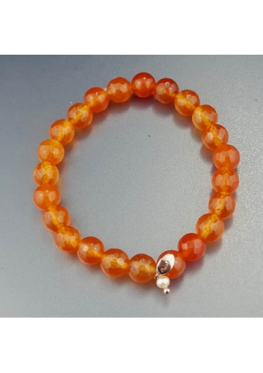Bracciale agata arancione 8 mm sfaccettata