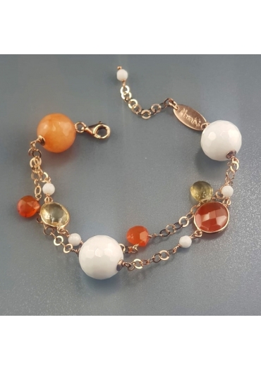 Bracciale agata bianca, agata arancione﻿