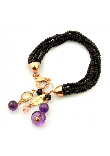 Bracciale agata nera, ametista﻿