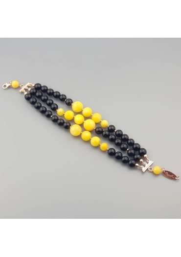 Bracciale agata nera e agata gialla﻿