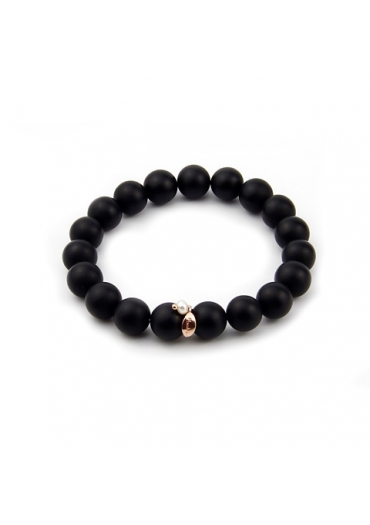 Bracciale agata nera satinata 10 mm