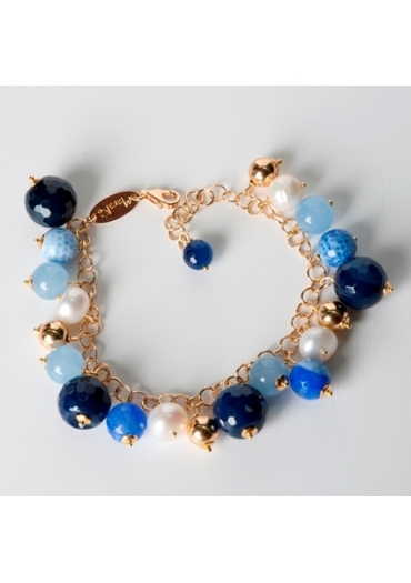 Bracciale charms, agata blu zaffiro, agata web – cod:BR0761