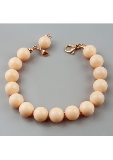 Bracciale corallo bamboo rosa  a nodini, sfera﻿