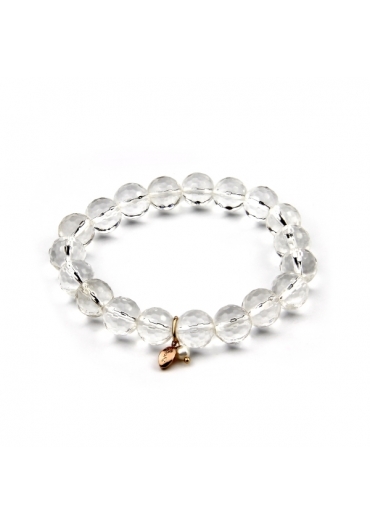 Bracciale cristallo di rocca 10 mm sfaccettato