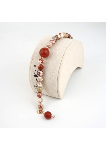 Bracciale diaspro brown 8mm corniola 14 mm﻿