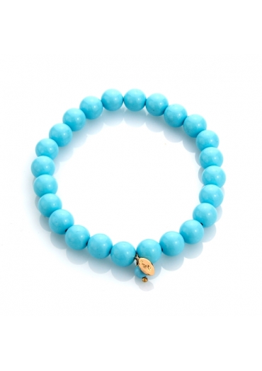 Bracciale elastico pasta turchese 4 fiori