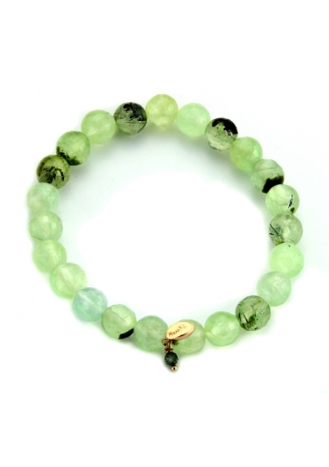 Bracciale elastico quarzo rutilato verde