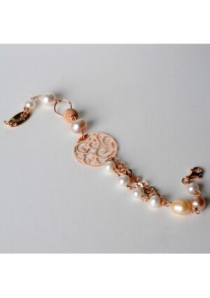 Bracciale perle di fiume  salmone