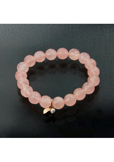 Bracciale quarzo rosa sfaccettato 10mm