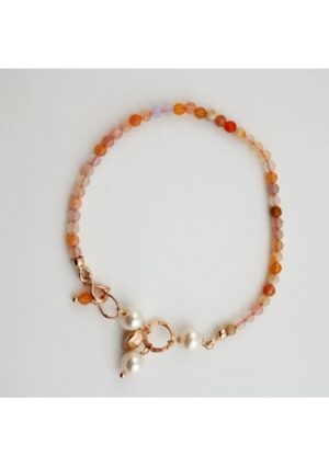 Bracciale rugiada, Corniola, perle coltivate