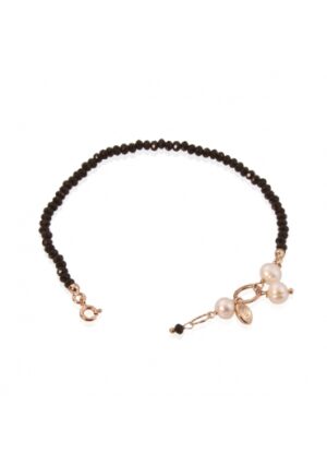 Bracciale Rugiada,Agata nera, Perle coltivate﻿