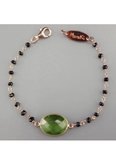 Bracciale spinello nero,ametista verde idrotermale﻿