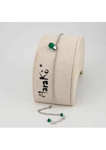 Cavigliera arg.925/00 rh agata verde smeraldo