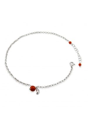 Cavigliera arg.925/00 rhcorallo bamboo rosso﻿