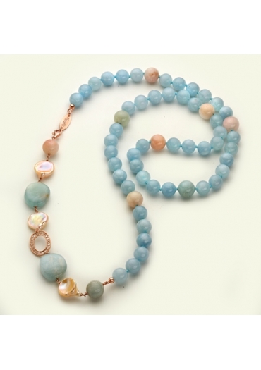 Chanel acquamarina multicolor, perle coltivate