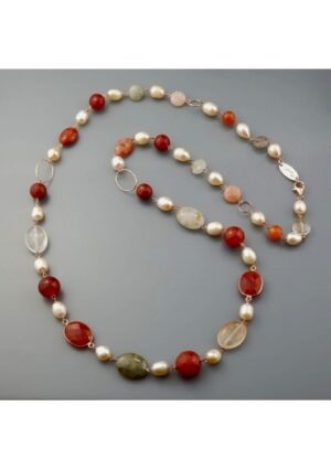 Chanel agata multicolor,corniola, perle coltivate﻿