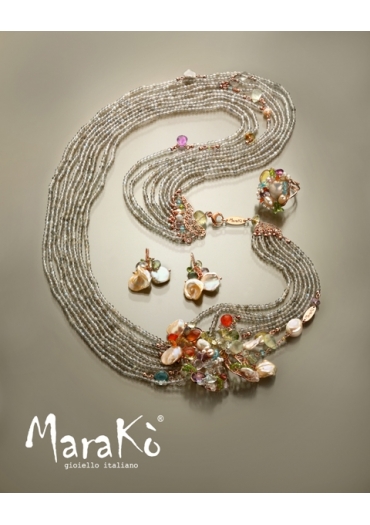 Chanel labradorite diamond,quarzi multicolor taglio macchina, perle coltivate