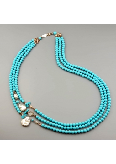 Chanel pasta turchese 6 mm, turchese Arizona, perle coltivate﻿