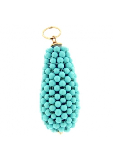 Goccia big tessuta pasta turchese 4 fiori﻿