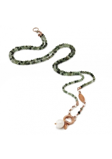 collana regolabile quarzo rutilato verde