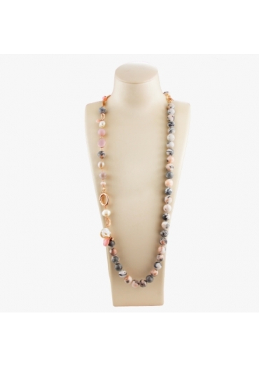 Collana scomponibile Diaspro e opale rosa