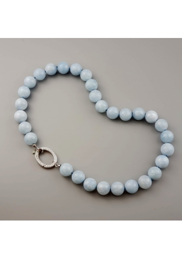 Collier acquamarina milk sfere da 14 mm lunghezza 50 cm﻿