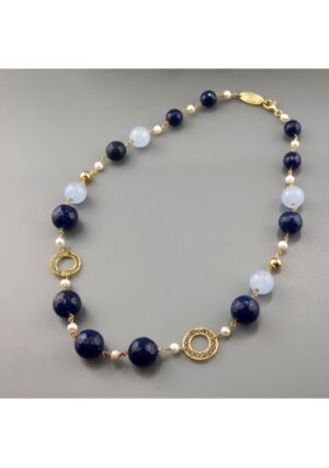 Collier Agata blu e Giada celeste﻿