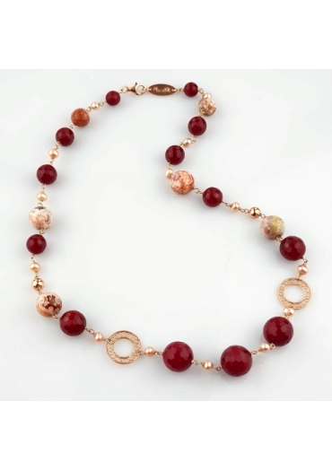 Collier agata ruby,diaspro, perle di fiume – cod:CN3152