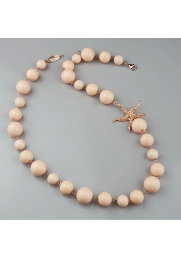 Collier corallo bamboo rosa﻿