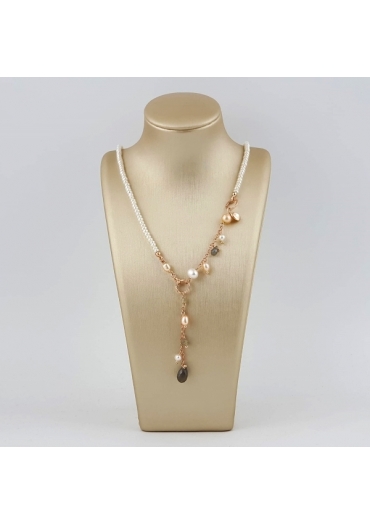 Collier Gioia, micro perle coltivate, labradorite