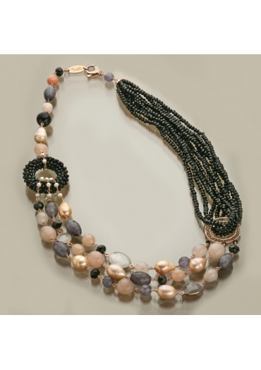 Collier multifilo agata nera
