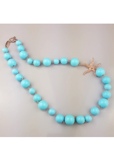 Collier pasta turchese 4 fiori﻿