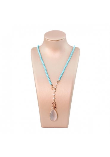 Collier Rugiada, Pasta turchese 4 fiori labradorite bianca﻿