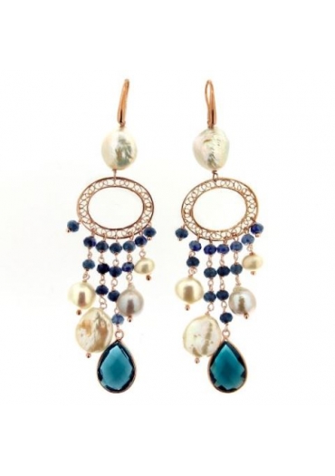 Orecchini agata blu e quarzo blue light – cod:OR2070