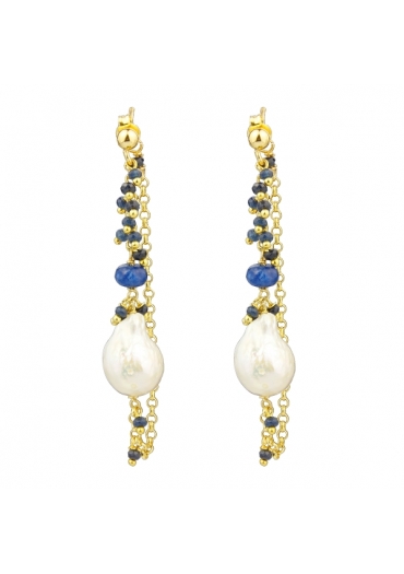 Or perle di fiume e agata blu zaffiro – cod:OR1973