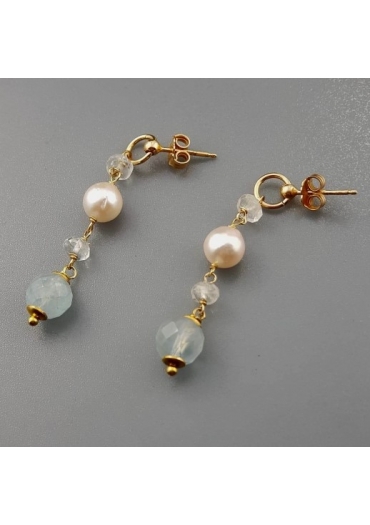 Orecchini Acquamarina, perle coltivate﻿