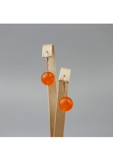 Orecchini agata arancione sfera 14 mm﻿
