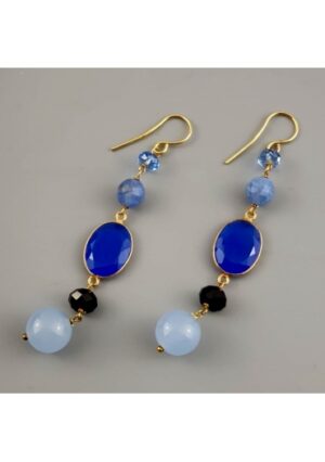 Orecchini agata blu, giada celeste﻿