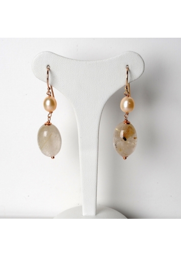 Orecchini agata multicolor, perle coltivate﻿