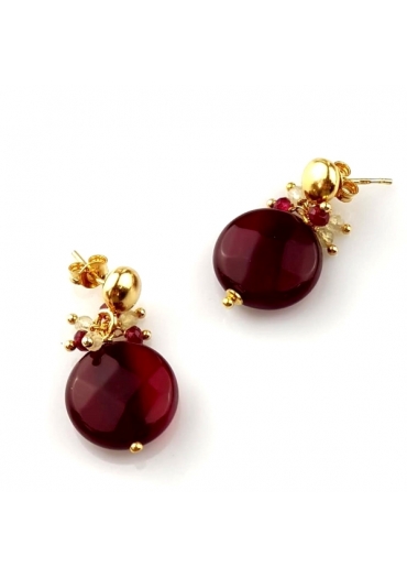 Orecchini agata ruby, quarzo rutilato verde﻿